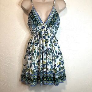 Angie Babydoll Top White Blues Floral Junior L